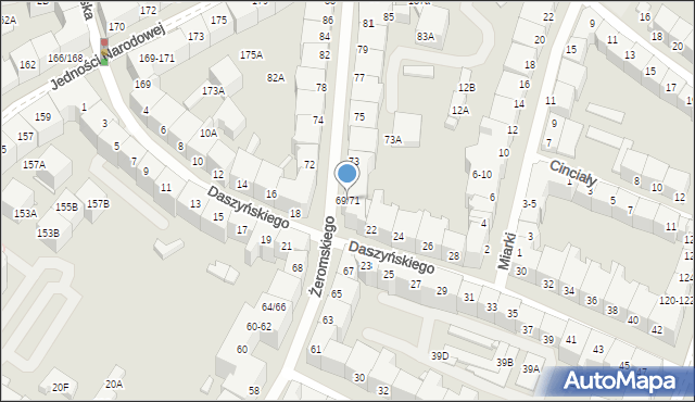 Wrocław, Żeromskiego Stefana, 69/71, mapa Wrocławia