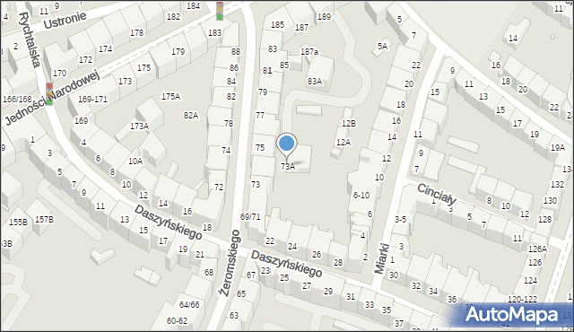 Wrocław, Żeromskiego Stefana, 73A, mapa Wrocławia