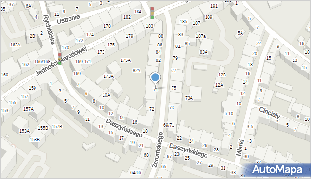 Wrocław, Żeromskiego Stefana, 74, mapa Wrocławia