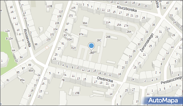 Wrocław, Żeromskiego Stefana, 28D, mapa Wrocławia