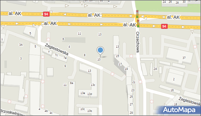 Wrocław, Żegiestowska, 10a, mapa Wrocławia
