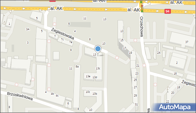 Wrocław, Żegiestowska, 13b, mapa Wrocławia