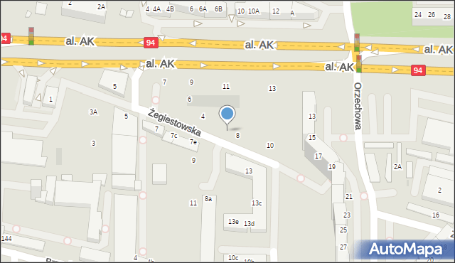 Wrocław, Żegiestowska, 8a, mapa Wrocławia