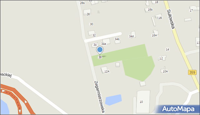 Wrocław, Zegarmistrzowska, 36, mapa Wrocławia