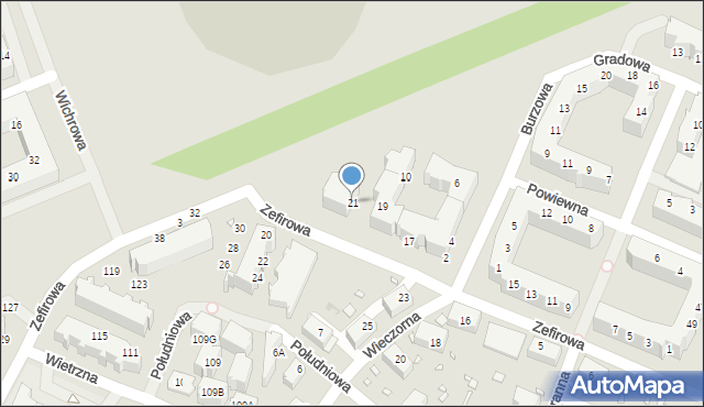 Wrocław, Zefirowa, 21, mapa Wrocławia
