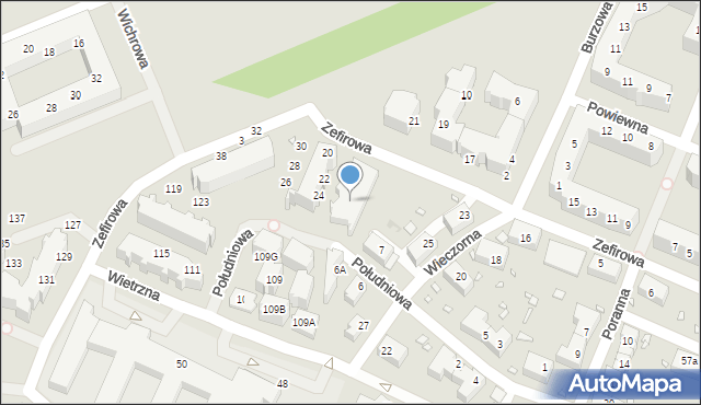 Wrocław, Zefirowa, 22, mapa Wrocławia