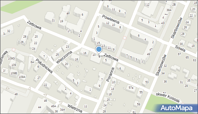 Wrocław, Zefirowa, 8, mapa Wrocławia