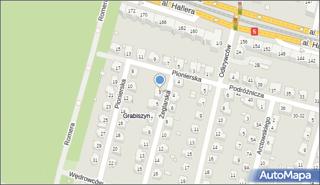 Wrocław, Żeglarska, 3, mapa Wrocławia