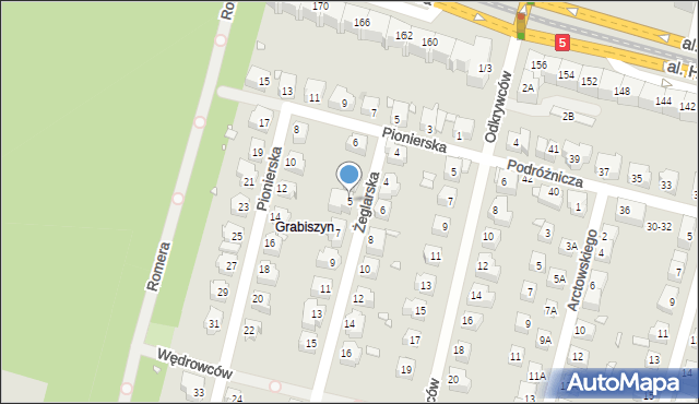 Wrocław, Żeglarska, 5, mapa Wrocławia