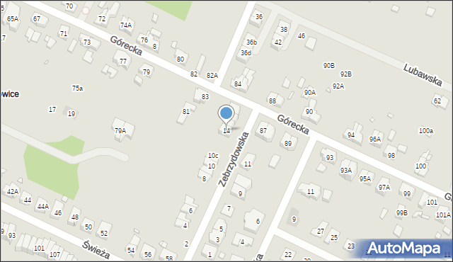 Wrocław, Zebrzydowska, 14, mapa Wrocławia