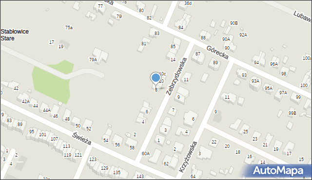 Wrocław, Zebrzydowska, 8a, mapa Wrocławia