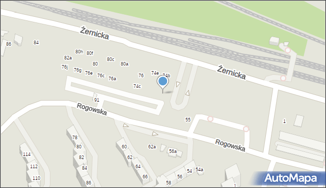 Wrocław, Żernicka, 74, mapa Wrocławia