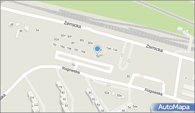 Wrocław, Żernicka, 74c, mapa Wrocławia