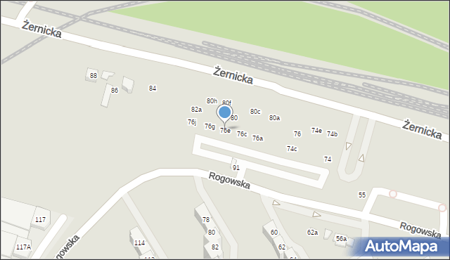 Wrocław, Żernicka, 76e, mapa Wrocławia