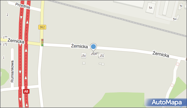 Wrocław, Żernicka, 152A, mapa Wrocławia