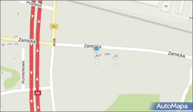 Wrocław, Żernicka, 154, mapa Wrocławia