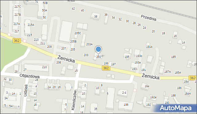 Wrocław, Żernicka, 201, mapa Wrocławia