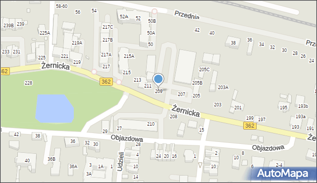 Wrocław, Żernicka, 209, mapa Wrocławia