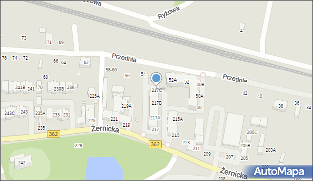 Wrocław, Żernicka, 217C, mapa Wrocławia