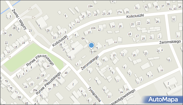 Wysokie Mazowieckie, Żeromskiego Stefana, 3, mapa Wysokie Mazowieckie