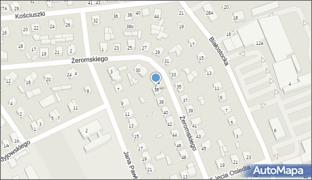 Wysokie Mazowieckie, Żeromskiego Stefana, 36, mapa Wysokie Mazowieckie