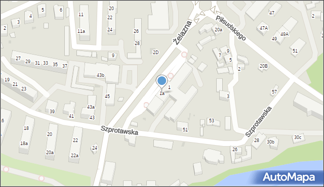 Żagań, Żelazna, 1a, mapa Żagań