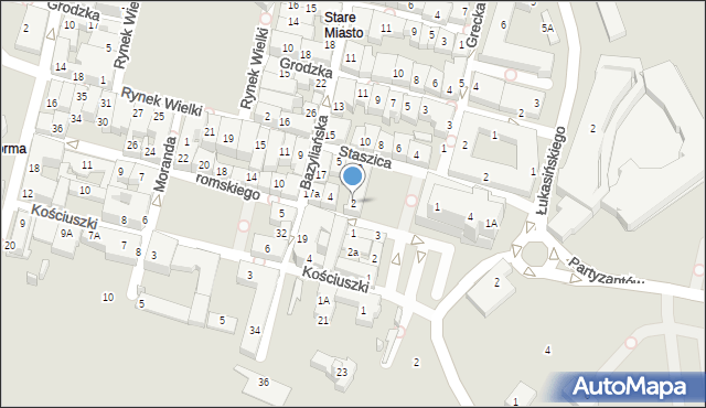 Zamość, Żeromskiego Stefana, 2, mapa Zamościa