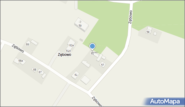 Zębowo, Zębowo, 62, mapa Zębowo