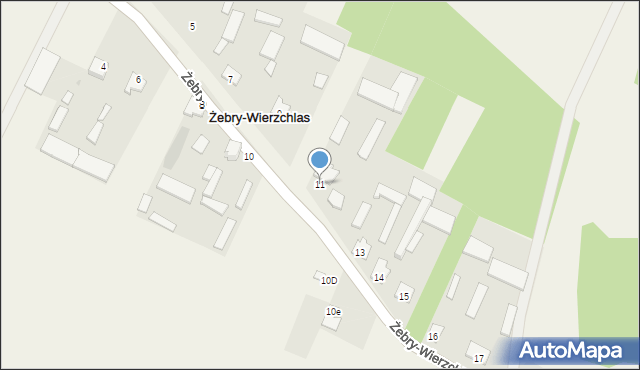 Żebry-Wierzchlas, Żebry-Wierzchlas, 11, mapa Żebry-Wierzchlas