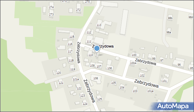 Zebrzydowa, Zebrzydowa, 111d, mapa Zebrzydowa
