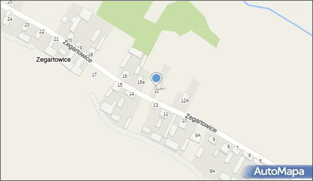 Zegartowice, Zegartowice, 12, mapa Zegartowice