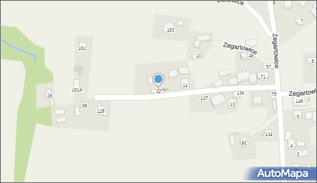 Zegartowice, Zegartowice, 12, mapa Zegartowice