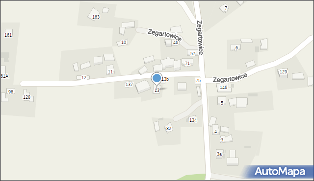 Zegartowice, Zegartowice, 13, mapa Zegartowice
