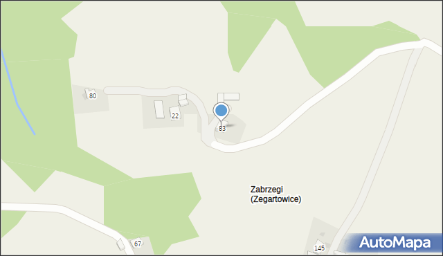 Zegartowice, Zegartowice, 83, mapa Zegartowice