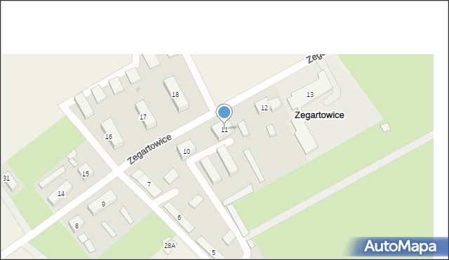 Zegartowice, Zegartowice, 11, mapa Zegartowice