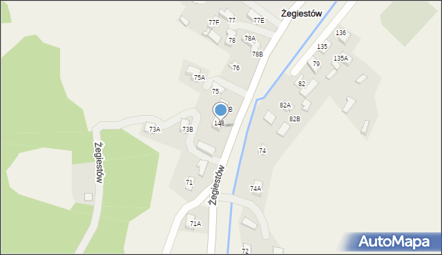 Żegiestów, Żegiestów, 73, mapa Żegiestów