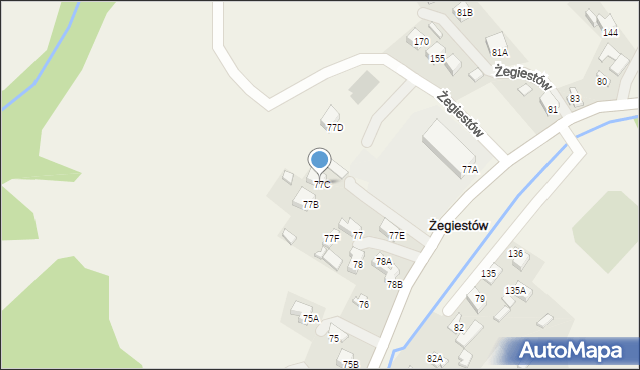 Żegiestów, Żegiestów, 77C, mapa Żegiestów