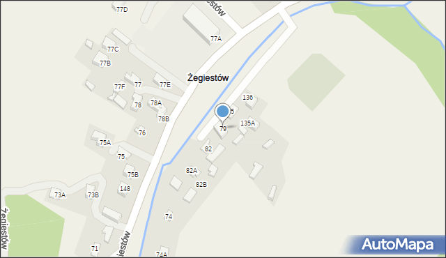 Żegiestów, Żegiestów, 79, mapa Żegiestów