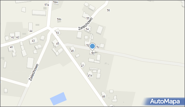 Żelechowo, Żelechowo, 50, mapa Żelechowo