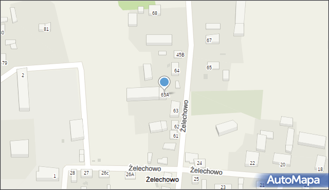 Żelechowo, Żelechowo, 63A, mapa Żelechowo