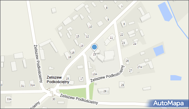 Żeliszew Podkościelny, Żeliszew Podkościelny, 13, mapa Żeliszew Podkościelny