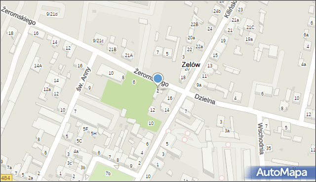 Zelów, Żeromskiego Stefana, 2, mapa Zelów