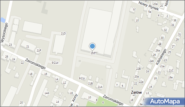 Zelów, Żeromskiego Stefana, 21C, mapa Zelów