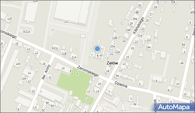 Zelów, Żeromskiego Stefana, 5, mapa Zelów