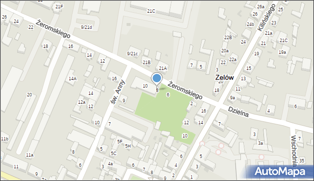 Zelów, Żeromskiego Stefana, 8, mapa Zelów