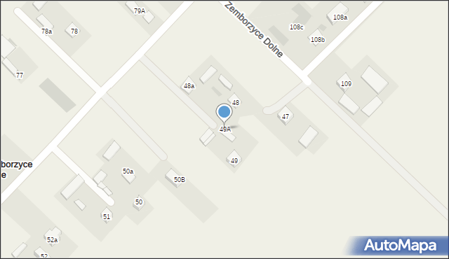 Zemborzyce Dolne, Zemborzyce Dolne, 49A, mapa Zemborzyce Dolne