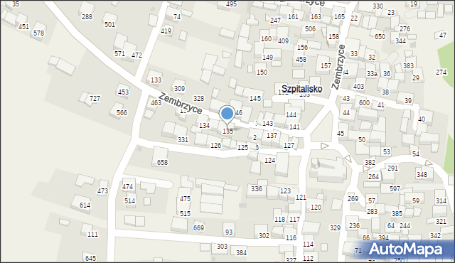 Zembrzyce, Zembrzyce, 135, mapa Zembrzyce
