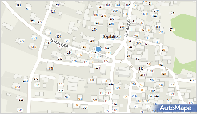 Zembrzyce, Zembrzyce, 137, mapa Zembrzyce