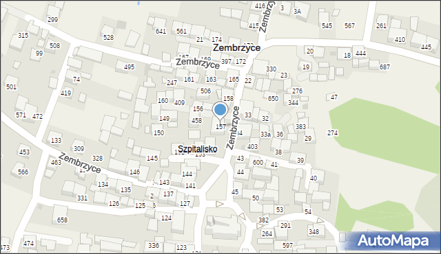 Zembrzyce, Zembrzyce, 157, mapa Zembrzyce
