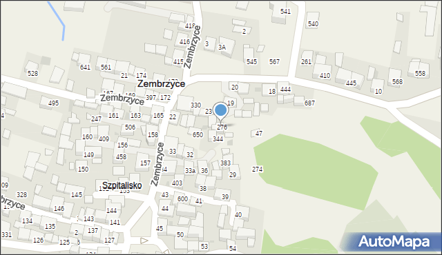 Zembrzyce, Zembrzyce, 276, mapa Zembrzyce